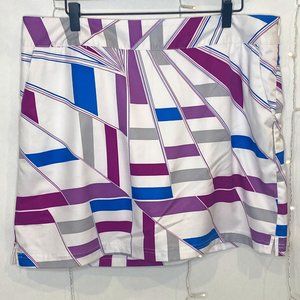 ADIDAS Clima Cool Golf Skort White with Magenta, Purple & Blue Geometric
